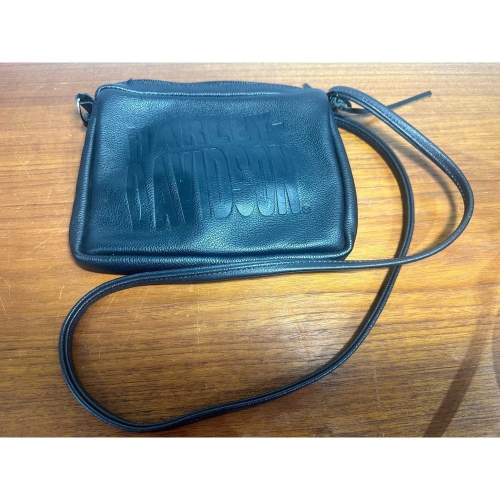 Harley‎ Davidson Bag Small Black Leather Crossbody Purse Shoulder Strap